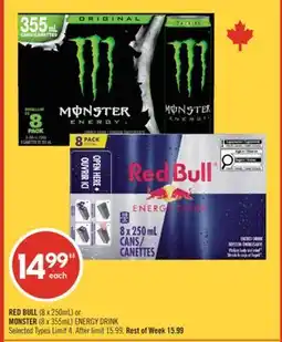 Shoppers Drug Mart RED BULL (8 x 250ml) OR MONSTER (8 x 355ml) ENERGY DRINK offer