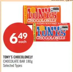 Shoppers Drug Mart TONY'S CHOCOLONELY CHOCOLATE BAR offer