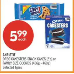 Shoppers Drug Mart CHRISTIE OREO CAKESTERS SNACK CAKES (5's) or FAMILY SIZE COOKIES (436g - 460g) offer