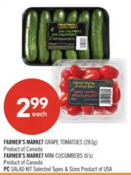 Shoppers Drug Mart FARMER'S MARKET GRAPE TOMATOES (283g), FARMER'S MARKET MINI CUCUMBERS (6's) offer