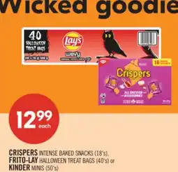 Shoppers Drug Mart CRISPERS INTENSE BAKED SNACKS (18's), Frito-Lay HALLOWEEN TREAT BAGS (40's) or KINDER MINIS (50's) offer