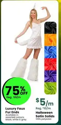 Fabricland Luxury Faux Fur Ends, Halloween Satin Solids offer