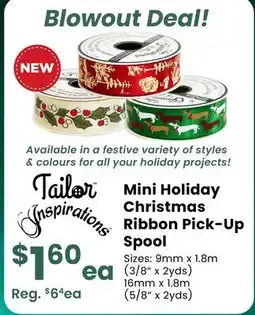 Fabricland Mini Holiday Christmas Ribbon Pick-Up Spool offer