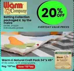 Fabricland Warm & Natural Craft Pack 34x 45 offer