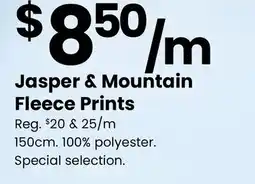 Fabricland Jasper & Mountain Fleece Prints offer