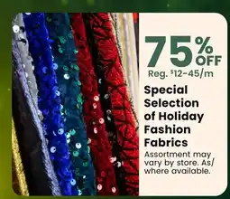 Fabricland Special Selection of Holiday Fashion Fabrics offer