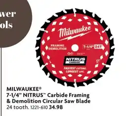 Home Hardware 7-1/4 NITRUS Carbide Framing & Demolition Circular Saw Blade offer