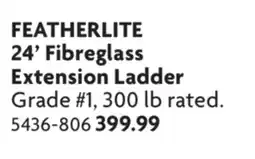 Home Hardware 24' Fibreglass Extension Ladder offer