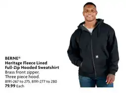 Home Hardware BERNE Heritage Fleece Lined Full-Zip Hooded Sweatshirt offer