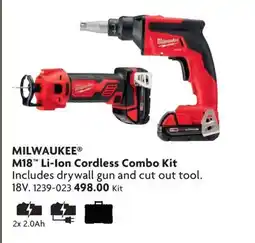 Home Hardware MILWAUKEE M18 Li-Ion Cordless Combo Kit offer