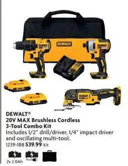 Home Hardware DEWALT 20V MAX Brushless Cordless 3-Tool Combo Kit offer