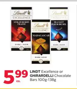 Rexall LINDT Excellence or GHIRARDELLI Chocolate Bars offer