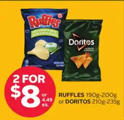 Rexall RUFFLES 190g-200g or DORITOS 210g-235g offer
