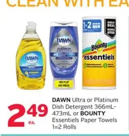 Rexall DAWN Ultra or Platinum Dish Detergent 366ml-473mL or BOUNTY Essentiels Paper Towels 1=2 Rolls offer