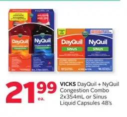 Rexall VICKS DayQuil + NyQuil Congestion Combo 2x354mL or Sinus Liquid Capsules 48's offer