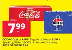 Rexall COCA-COLA or PEPSI Regular or Diet or BUBLY Sparkling Water offer