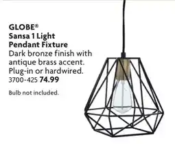 Home Hardware Sansa 1 Light Pendant Fixture offer