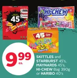 Rexall SKITTLES and STARBURST 45's, MAYNARDS 45's, HI-CHEW Bag 390g or HARIBO 40's offer
