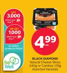 Rexall BLACK DIAMOND Natural Cheese Slices 240g or Combos 129g offer