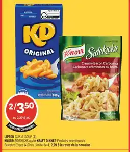 Pharmaprix LIPTON CUP-A-SOUP (4), KNORR SIDEKICKS or KRAFT DINNER offer