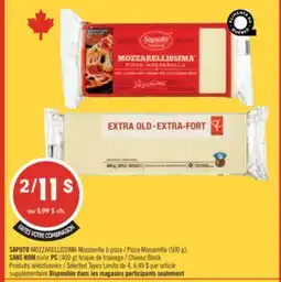 Pharmaprix SAPUTO MOZZARELLISSIMA Pizza Mozzarella (500 g), NO NAME or PC (400 g) Cheese Block offer