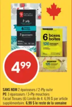 Pharmaprix NO NAME 2-Ply or 3-Ply mouchoirs Facial Tissues offer