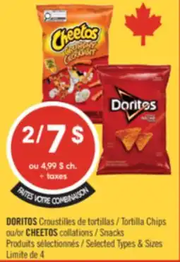 Pharmaprix DORITOS Tortilla Chips or CHEETOS Snacks offer
