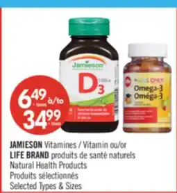Pharmaprix JAMIESON Vitamines or LIFE BRAND Natural Health Products offer