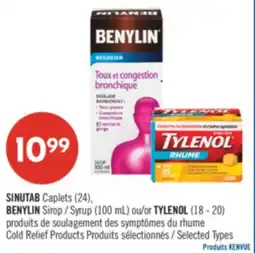 Pharmaprix SINUTAB Caplets (24), BENYLIN Syrup (100 mL) or TYLENOL (18 - 20) offer