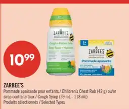 Pharmaprix ZARBEE'S Children's Chest Rub (42 g) or Cough Syrup (59 mL - 118 mL) offer