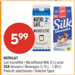 Pharmaprix NUTRILAIT Microfiltered Milk (2 L) or SILK Beverages (1,75 L - 1,89 L) offer