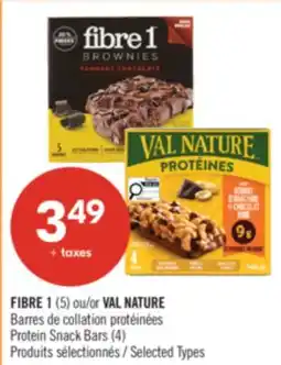 Pharmaprix FIBRE 1 (5) or VAL NATURE Protein Snack Bars (4) offer