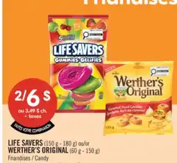 Pharmaprix LIFE SAVERS (150 g - 180 g) or Werther's ORIGINAL (60 g - 150 g) Candy offer
