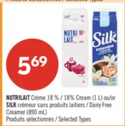 Pharmaprix NUTRILAIT 18% Cream (1 L) or SILK Dairy Free Creamer (890 mL) offer