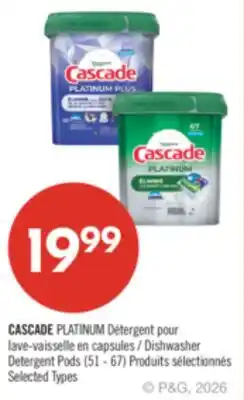 Pharmaprix CASCADE PLATINUM Dishwasher Detergent Pods offer