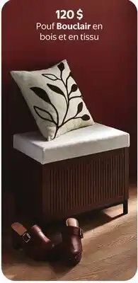 Walmart Bouclair pouf in wood and fabric offer