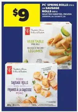 Real Canadian Superstore PC Spring Rolls or Sausage Rolls offer