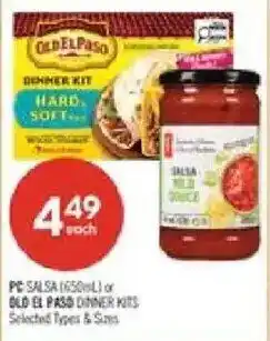 Shoppers Drug Mart PC salsa or old el paso dinner kits offer