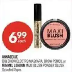 Shoppers Drug Mart Annabelle big show electro mascara brow pencil or Rimmel London maxi blush powder blush offer