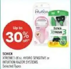 Shoppers Drug Mart Schick Xtreme 3 (8's), Hydro Sensitive or Intuition Razor Systems offer