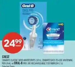 Shoppers Drug Mart crest 3dwhite classic vivid whitestrips 10x or oral-b pro 300 rechargeable toothbrush offer