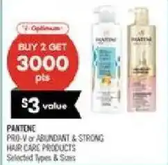 Shoppers Drug Mart Pantene pro-v or abundant & strong hair care products offer