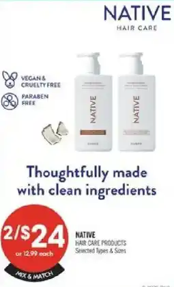 Shoppers Drug Mart Native hair care products offer