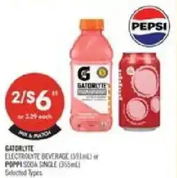 Shoppers Drug Mart Gatorlyte electrolyte beverage or poppi soda single offer
