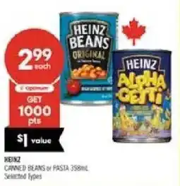 Shoppers Drug Mart Heinz canned beans or pasta offer