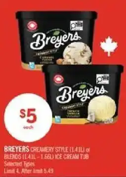 Shoppers Drug Mart Breyers creamery style ice cream tub offer