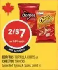 Shoppers Drug Mart Doritos tortilla chips or Cheetos snacks offer