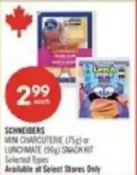 Shoppers Drug Mart Schneiders mini charcuterie or lunchmate snack kit offer