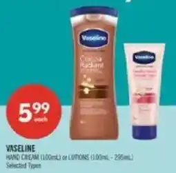 Shoppers Drug Mart Vaseline hand cream or lotions offer