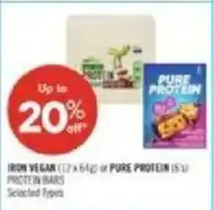 Shoppers Drug Mart Iron vegan protein bars or pure protein protein bars offer